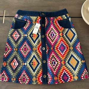 Anthropologie embroidered denim skirt by manish arora